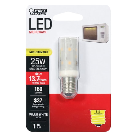 Feit Electric Feit T8 E17 (Intermediate) LED Bulb Warm White 25 Watt Equivalence 1 pk BP25T8N/SU/LED